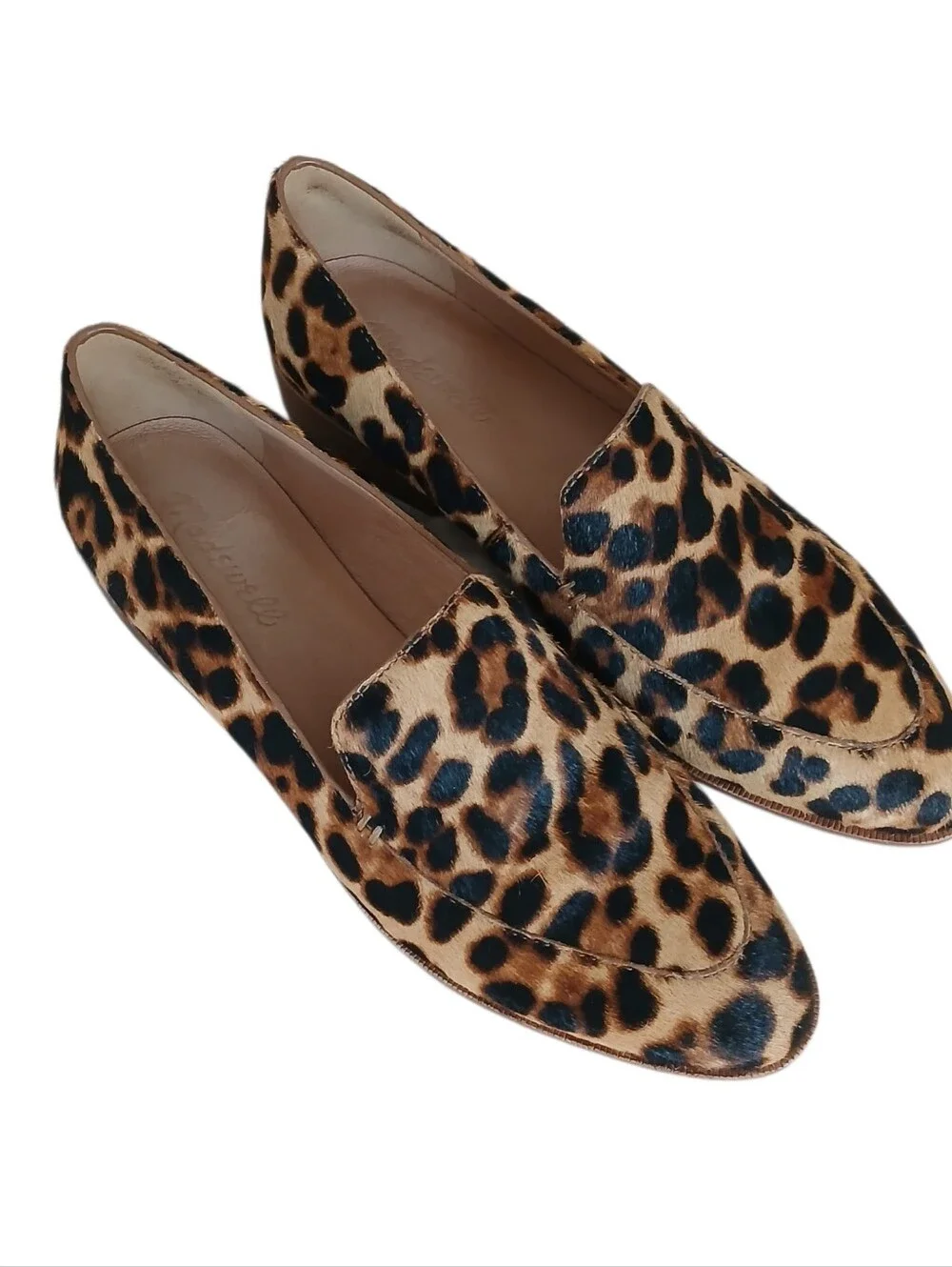 MADEWELL The Frances Pointed Toe Calf Hair Loafers Women's 7.5 Leopard Quiet Lux
